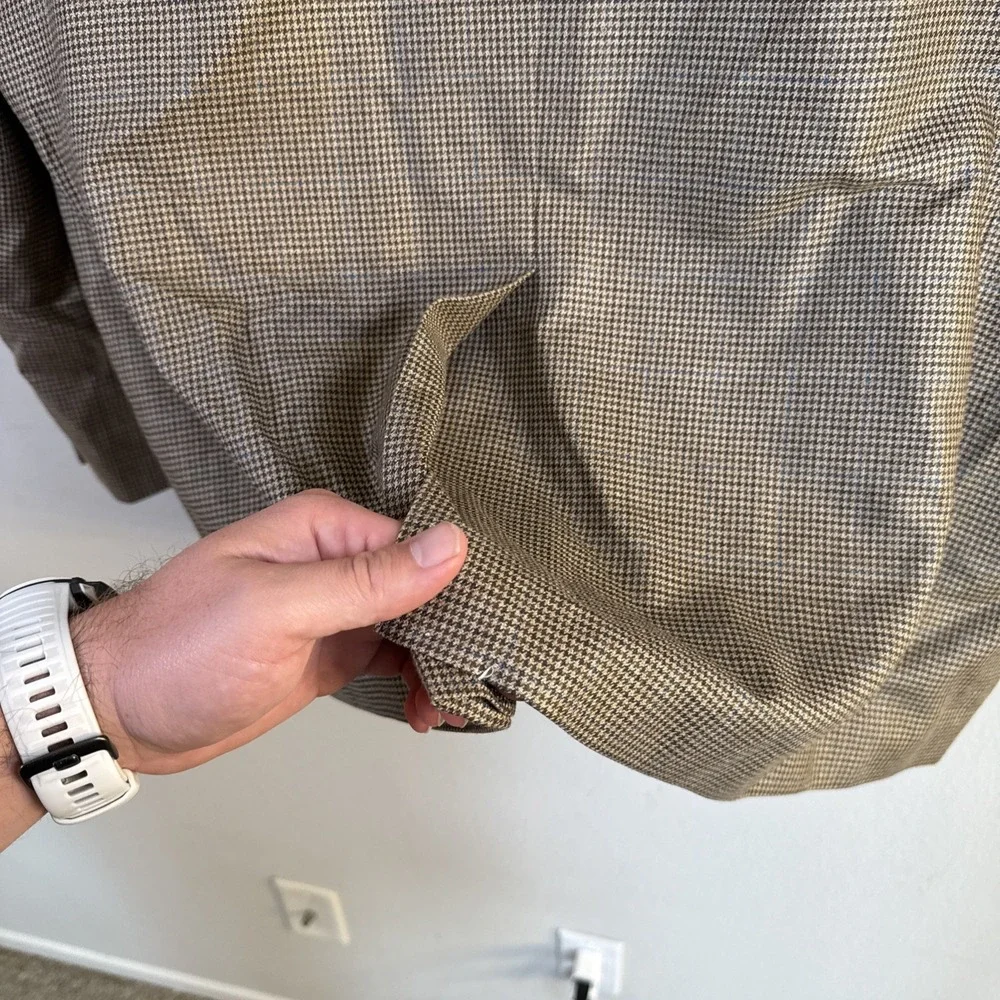 Lauren Ralph Lauren Blazer 48L‎ Plaid Patch Brown Sport Coat Suit Jacket